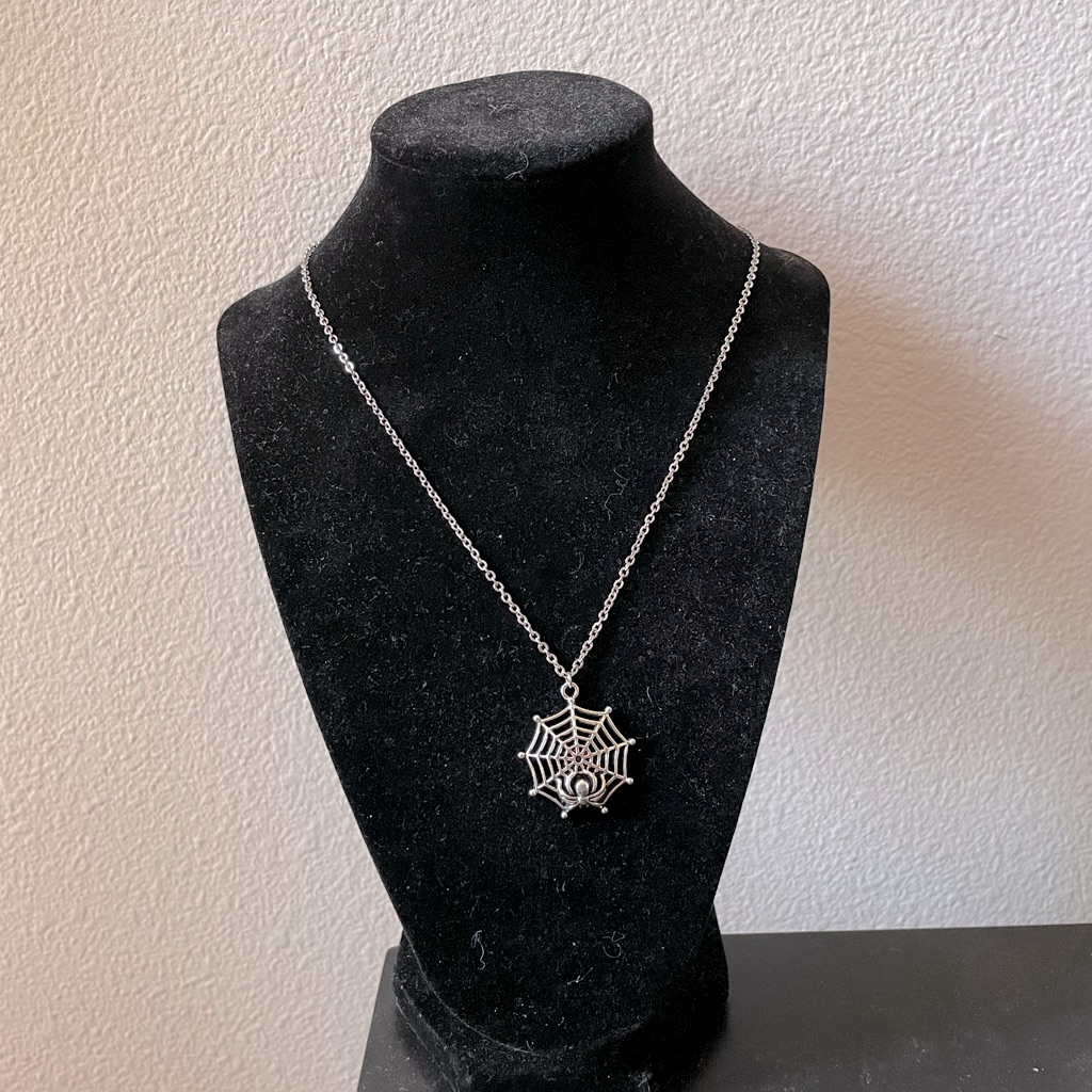 Handmade Spider Web Necklace Halloween